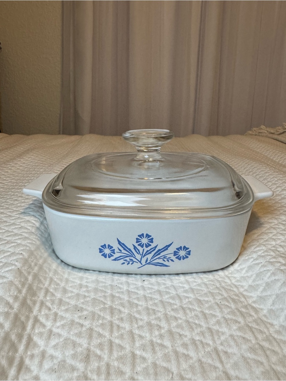 Vintage Corning Ware A-1-B Blue Cornflower 1 Qt Casserole Dish Glass Lid